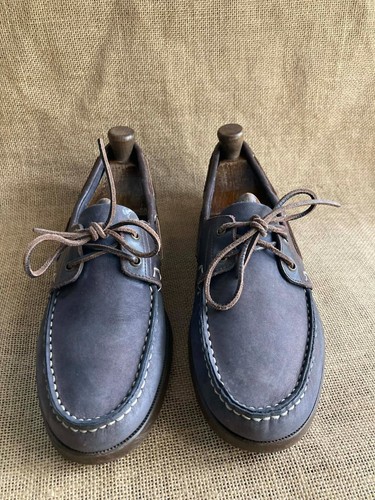 Chaussures bateau cuir bleu - en,