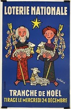 Chabrol Guy Loterie Nationale tranche de Noël Circa 1950 Affiche Originale