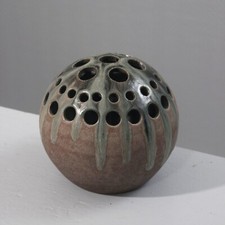 Vase boule pique fleurs à glaçures poteries d'Accolay France XXème