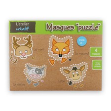 Masques puzzle à créer soi même motif animaux