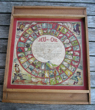 Jeu de Société Ancien en Bois Jeu de l'Oie & Dames Complet