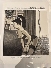 WALTER MINUS ILLUSTRATION ENCRE DE CHINE ET AQUARELLE FORMAT 34x44 10 Ans Sapris