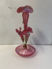 1880/1900 Bouquetiére en Verre Opalescent Avec 4 Cornets N3