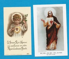 LOT DE  2 IMAGES PIEUSES  SACRE COEUR BROYE DE JESUS  ROI D AMOUR BONTE  ENFANT