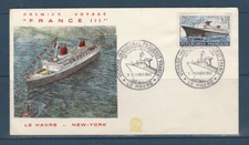 enveloppe 1er jour  voyage  le paquebot France 76 le Havre  3 février  1962