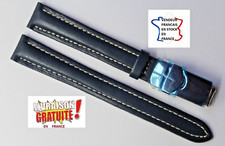 Bracelet montre ;CUIR VERITABLE ; 16mm ;BLEU MARINE ;BOUCLE DEPLOYANTE/ L482 bis