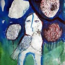 PORTEJOIE NATHALIE technique mixte 14,5x20cm art singulier