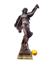 E Marioton, Danseuse Pompéienne, Bronze Signé, Fin XIXème Début XXème Siècle