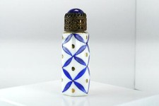 Small Limoges Perfume Bottle - Blue White & Gold - France