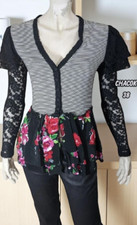 Chacok Taille 38  chemise manches longues noir blanc rose