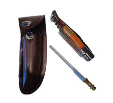 Couteau pliant avec tire-bouchon,   LAGUIOLE, longueur plié 11 cm, manche bois