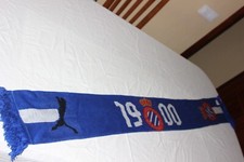 Écharpe Football Officiel Laine Marque Puma R.c.d Espanyol Avec Votre Date Fond