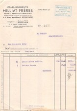 1942  FACTURE MILLIAT FRERES A