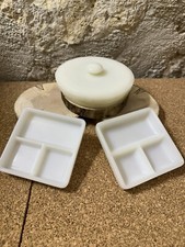 Lot D’1 Boîte Et 2 Petits Plateaux En Opaline -dentaire- Objets De Curiosité-