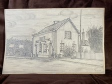 tableau ancien dessin au crayon sur papier épais ??lanno?(XXe-s) TAXI BUVETTE