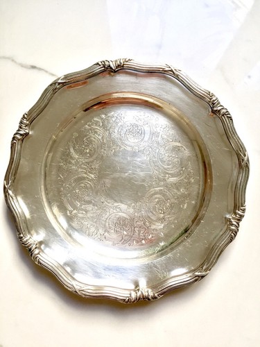 Plat assiette métal argenté - plat,