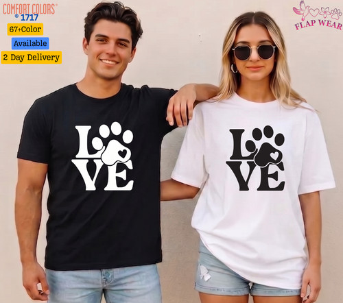 Unisex love paw print - love,