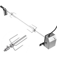 Tournebroche BBQ Acier Inoxydable 107cm - Moteur 4W 220V Rotatif