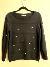 Superbe pull femme noir grain de malice comme neuf avec motifs cœur taille M