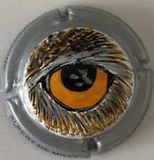 1 Capsule de champagne Palm, Peinte à La Main ALBERT DE MILLY, OEIL HIBOU