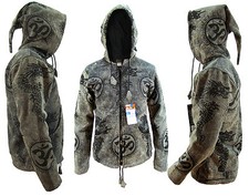 Veste En Fleece Doublée Om Dragon Vintage Rétro Hippie Boho Festival Népalais