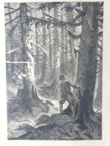 Grande gravure ancienne chasse - ancienne,
