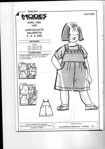 Patron enfant fille - patron,
