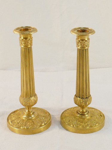 Paire bougeoirs bronze - bougeoirs,