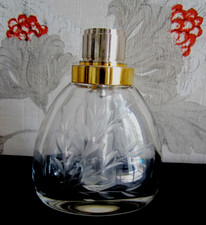 ANCIEN FLACON MARCEL FRANCK BRUMAIRE CRISTAL MASSIF gravé VINTAGE 1950 ATOMISEUR