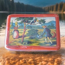 Boîte Biscuits Sucre en métal Fer décor les fables de La Fontaine publicitaire 