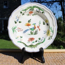 Assiette creuse Oiseaux de Paradis en faïence de Gien émail craquelé ø 22.5 cm