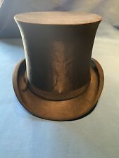 Chapeau ancien claque haut de forme, en satin noir début XXeme