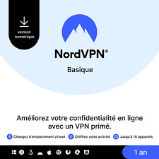 NordVPN Basique, 10 Appareils, 1 An, Logiciel VPN Premium, Code Numérique