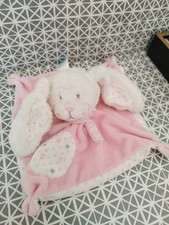 Doudou plat lapin rose blanc