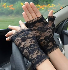 Mitaines Dentelle Noire Femme