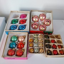 Vintage Lot de 5 Boites de Boules de Noël en Verre  Décoration Sapin de Noël