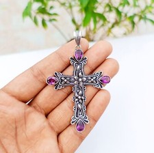 Pendentif croix améthyste en