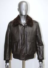 Flight Jacket fourré A-2 EXCELLED cuir marron Vintage 80s Taille M made in USA