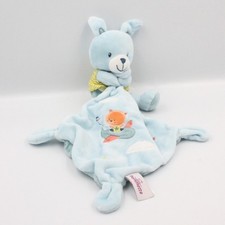 Doudou lapin bleu vert rayé