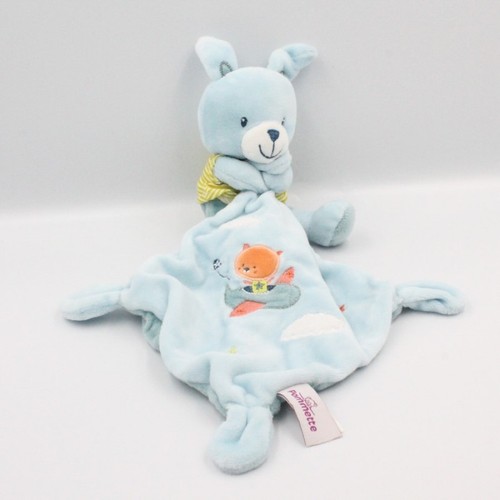 Doudou lapin bleu vert - , rayé