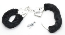 Menottes en métal avec noire accessoire pour déguisement de police et de sécu...