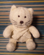 S19 / doudou peluche chat laine écru crème BOUT'CHOU MONOPRIX