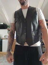 Gilet Manche Courte Cuir Homme