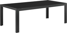 Table basse de jardin extérieure verre 6 mm noir métal 100x50 terrasse balcon