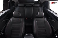 Housses de Siège Auto Universel PU Cuir & Tissu Noir Set Complet Chien Animal