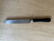 Ancien Couteau à Bout Rond Manche en Bois d’Ebene Forestier Genève Vintage