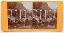 Viaduc Gorges du Loup Photo stéréo Amateur Papier citrate Vintage vers 1900