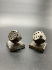 Ancien Paire De Presse Papier Forme Dé Métal Edgar Brandt ? Brutaliste Vintagz
