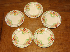 Partie de Dinette Ancienne vers 1950 5 Assiettes à Décors Exotique d'Ananas