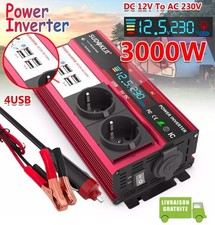 3000W Onduleur Convertisseur 12V DC 220V AC Transformateur Chargeur 4 USB Camion